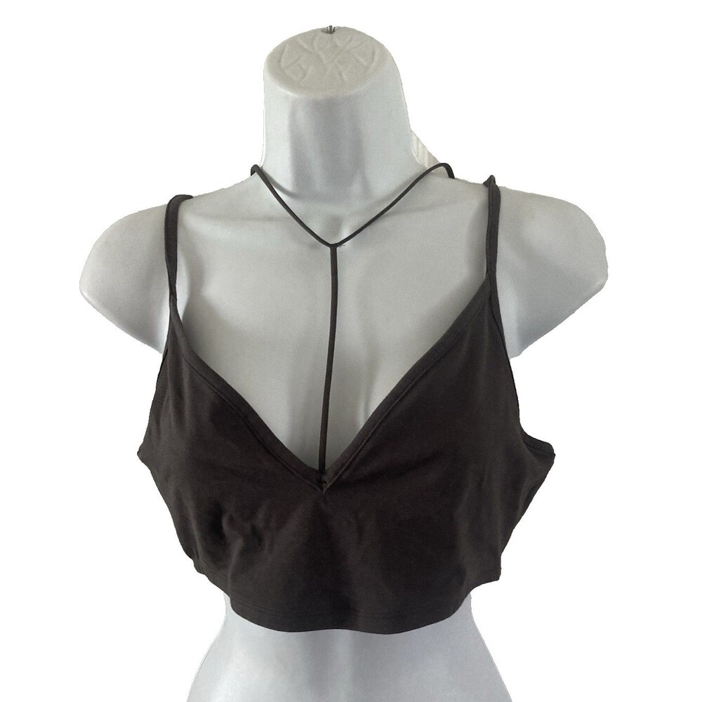 Y2K Express One Eleven Womens Strappy Tank Top Grey Cami Medium Boho Resort NWT